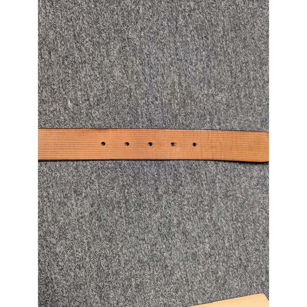 Made in Italy Brown Leather Belt with Suede Inlay Solid Brass Buckle 38 Inch
